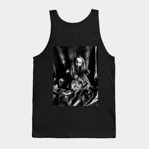 creepy  doll in black and white Tank Top by cjeff13